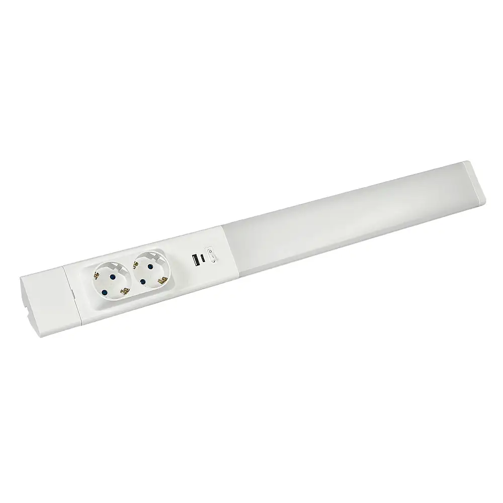 81.006/USB, Regleta led, puesto de trabajo, con luz, enchufes y tomas USB