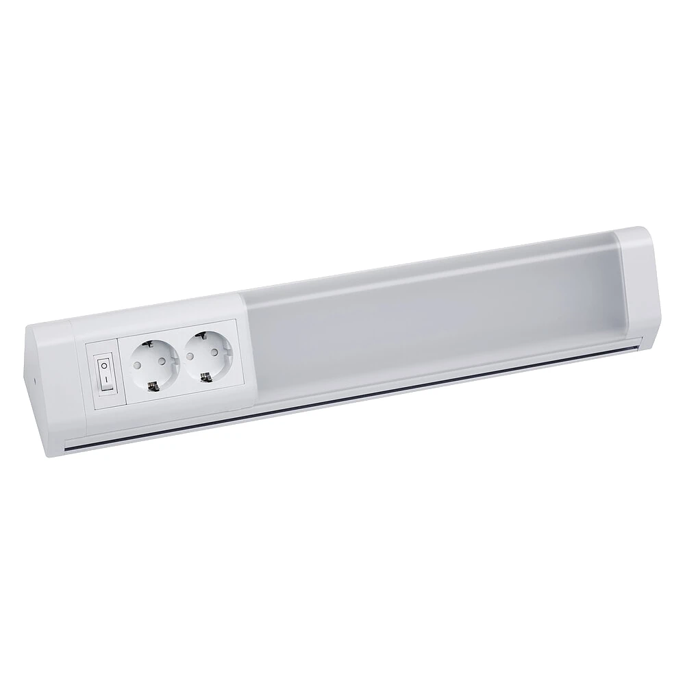81006/10/D. Regleta led esquinera con enchufes. Ideal para mesas de trabajo