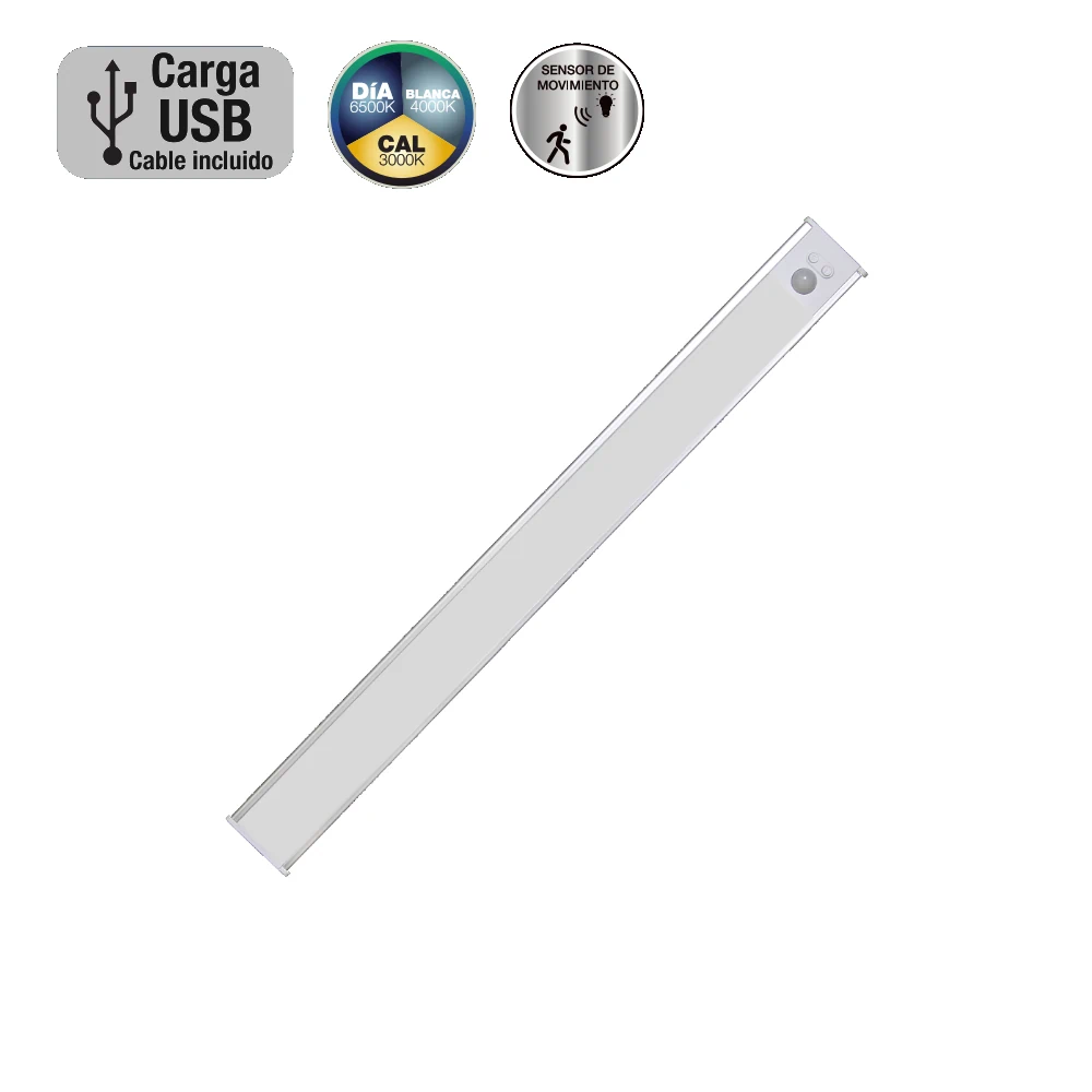 81.020/20, Regleta led recargable por USB, con sensor movimiento, 20 cm