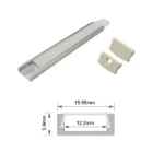 81.085, Perfil de aluminio recto de superficie para tiras LED, dimensiones