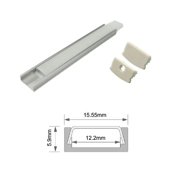 81.085, Perfil de aluminio recto de superficie para tiras LED, dimensiones