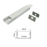 81.086, Perfil de aluminio recto de superficie para tiras LED, dimensiones