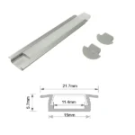 81.087, Perfil de aluminio recto de superficie para tiras LED, para empotrar, dimensiones