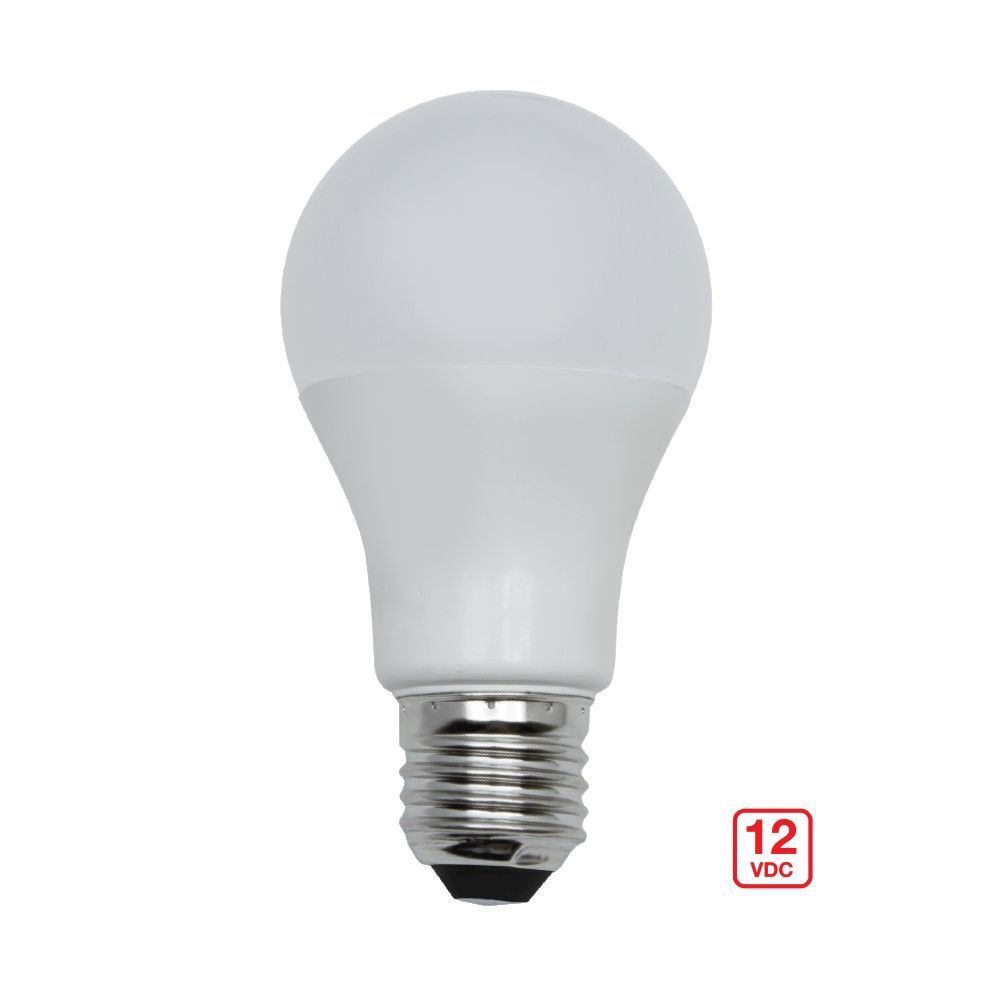 Bombilla led estándar 10W, funcionamiento a 12V en corriente continua. Baterías, placas solares...