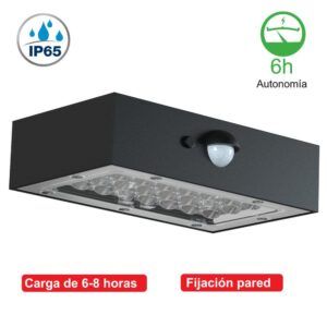 81.773/MINI, Aplique pared led solar exterior, crepuscular y sensor de movimiento