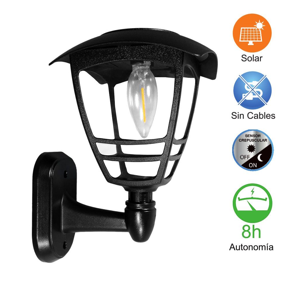 81779_2. Farol solar con brazo a pared, para señalización y decoración