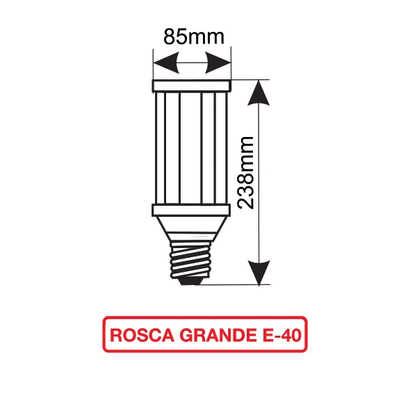 81.797, Bombilla led alta potencia, varias potencias, casquillo E40, medidas