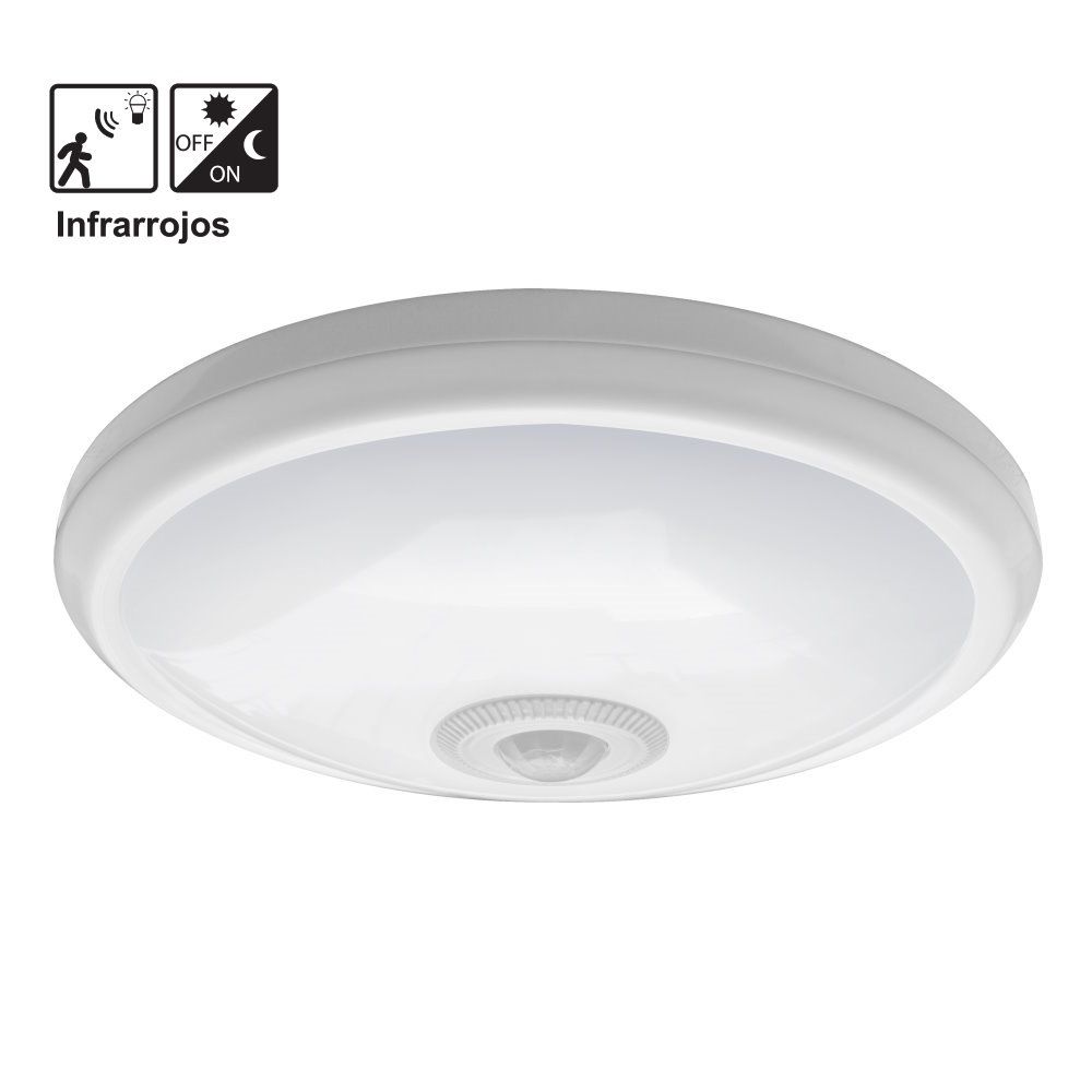 852.380/IR, Plafón led integrado con sensor de movimiento y crepuscular, 20W y color de luz neutra