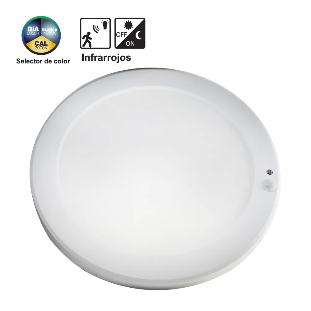 82.381/CCT, Plafón Led 16W, extraplano, con sensor de movimiento y crepuscular
