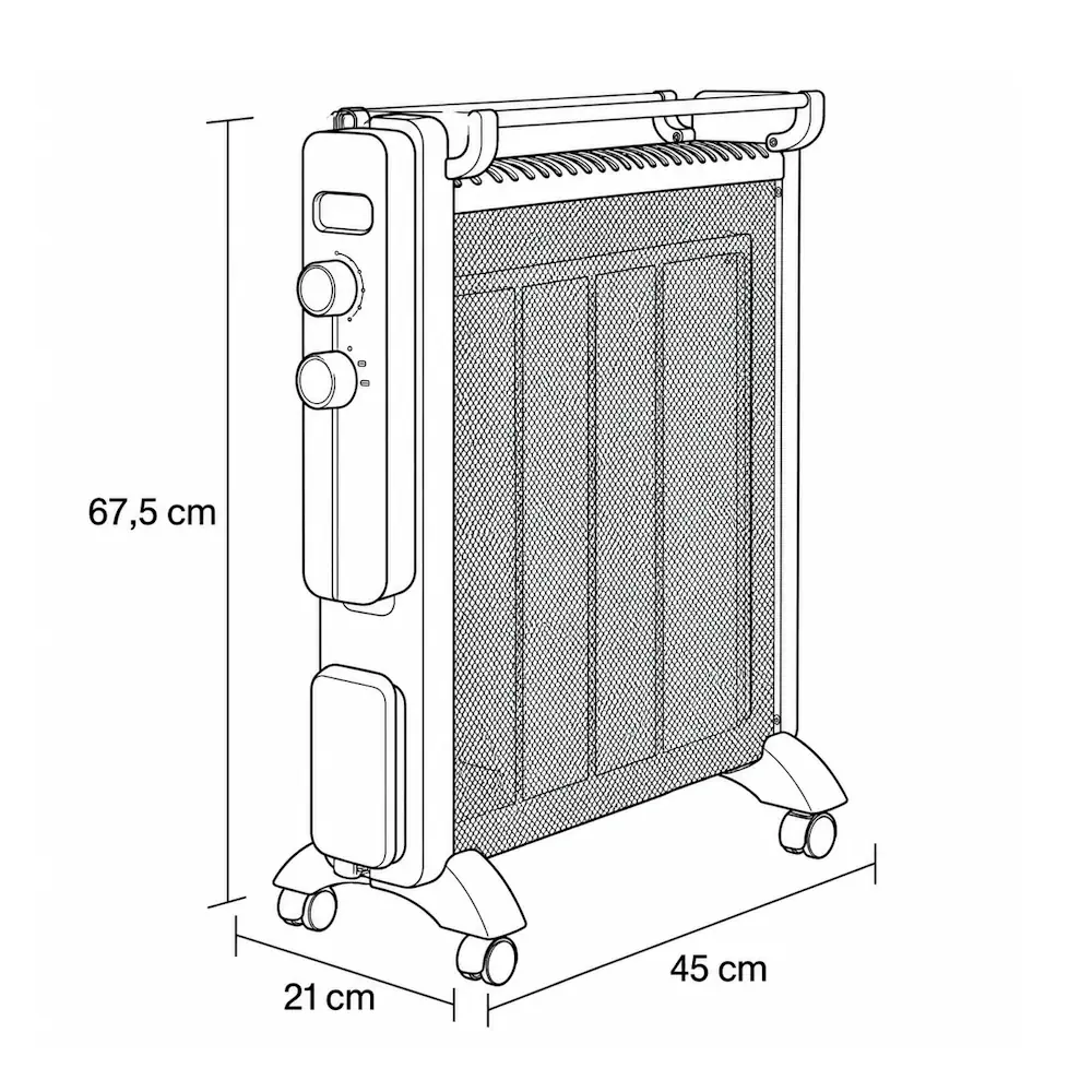 93.072, Radiador de mica 1500W, dimensiones