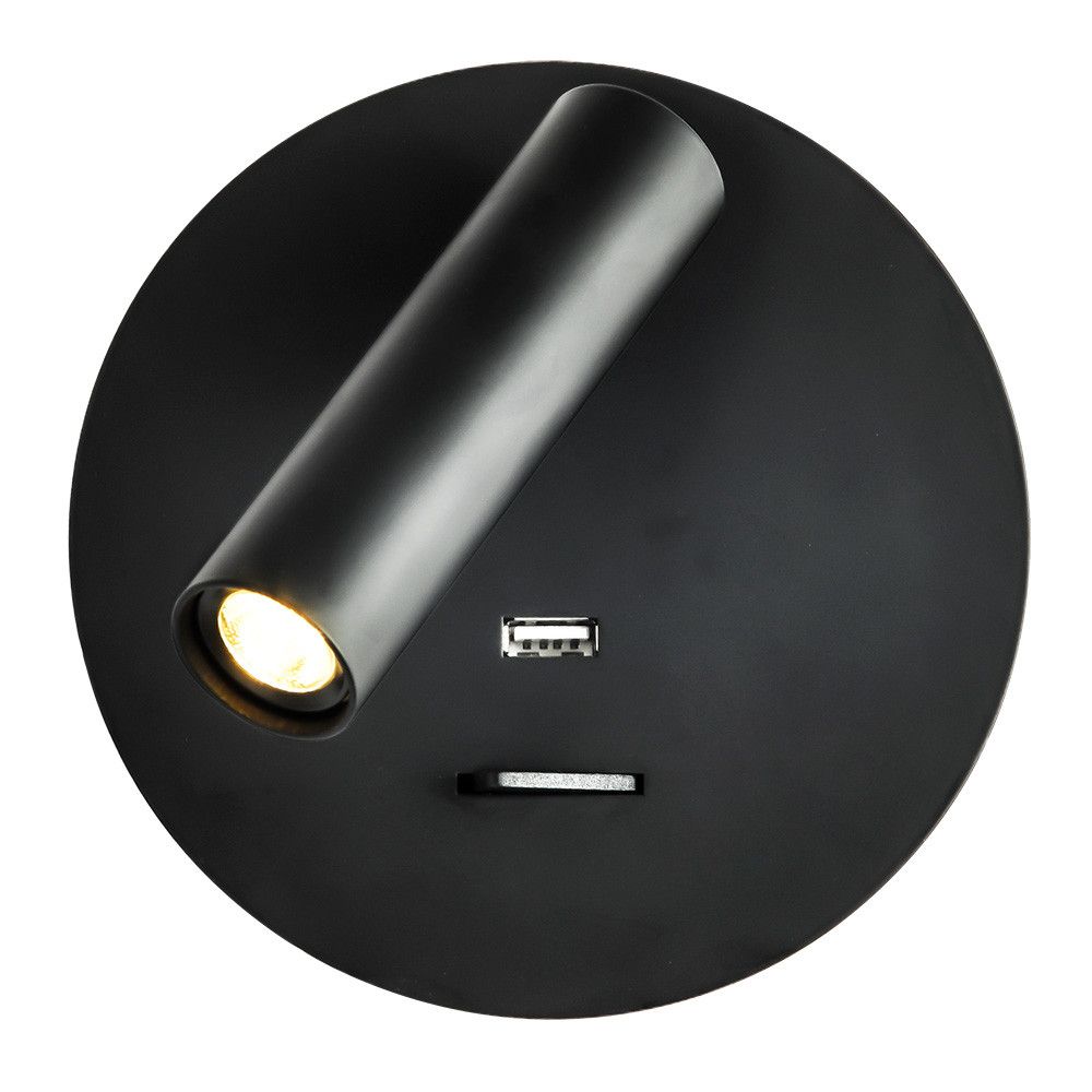 GIOTTO, Aplique Led para cabecero de cama, redondo, con puerto USB