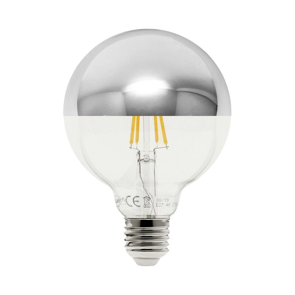 Bombilla LED Filamento Globo, reflector cromo, 10W (4000K), (175xØ125 mm)