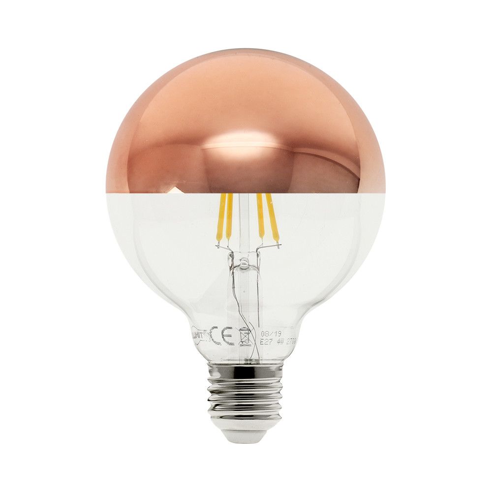 Bombilla LED Filamento Globo, reflector oro rosa, 10W (4000K), (175xØ125 mm)