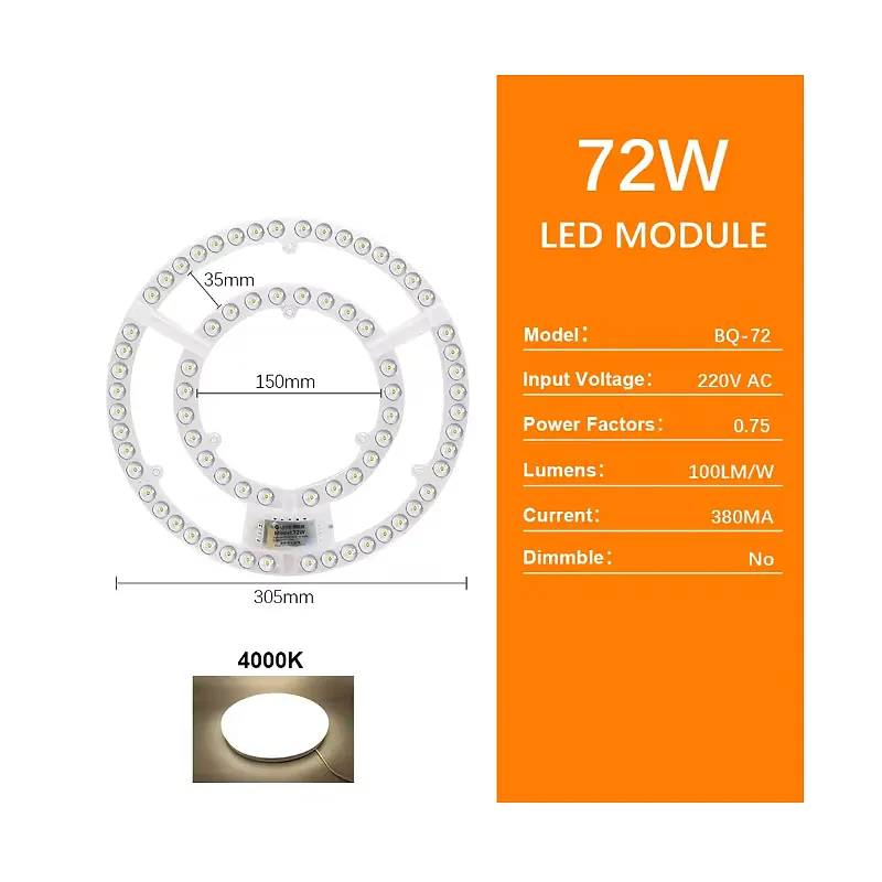 KIT VT6, Kit luz ventilador techo 72W, medidas