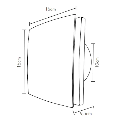 LILLE, Extractor de baño 100mm, dimensiones