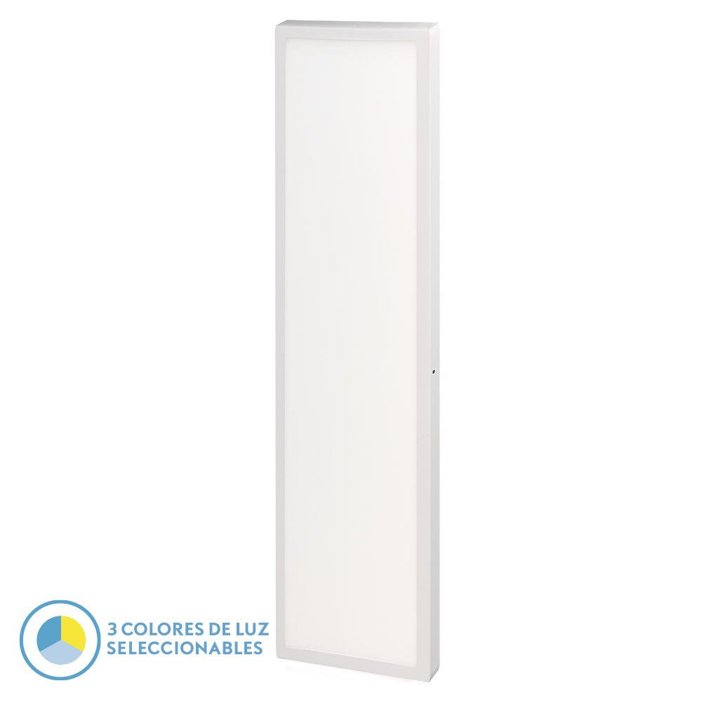 Panel led superficie, blanco, 120x30 cm, selector de color de luz CCT, LLANO