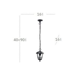 ALNILAN, colgante exterior aluminio, dimensiones