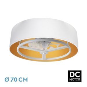 ANUSKA, ventilador de techo tipo plafón color blanco, pantalla blanco/oro