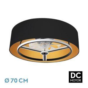 ANUSKA, ventilador de techo tipo plafón color negro, pantalla negro/oro