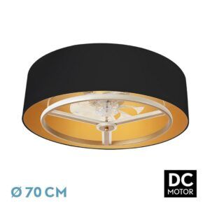 ANUSKA, ventilador de techo tipo plafón color oro, pantalla negro/oro