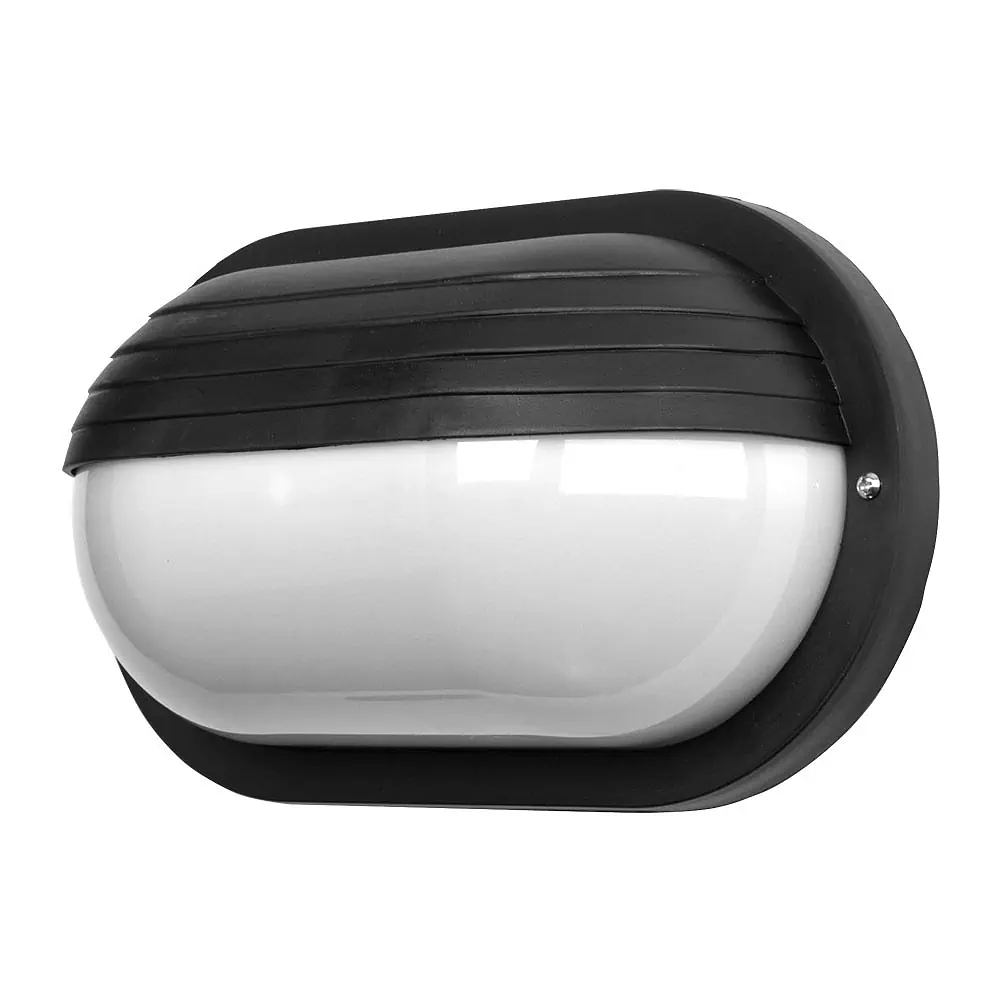 CANOPUS, Aplique exterior ovalado, grande, color negro. IP44