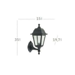 ALBAHACA, aplique exterior con brazo, dimensiones