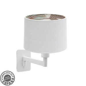 TUNEZ, aplique de pared, color blanco y pantalla blanca con interior estampado