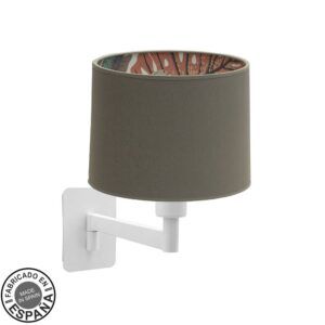 TUNEZ, aplique de pared, color blanco y pantalla topo con interior estampado