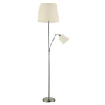 ARTURO, Lámpara de pie color cuero con pantalla beige