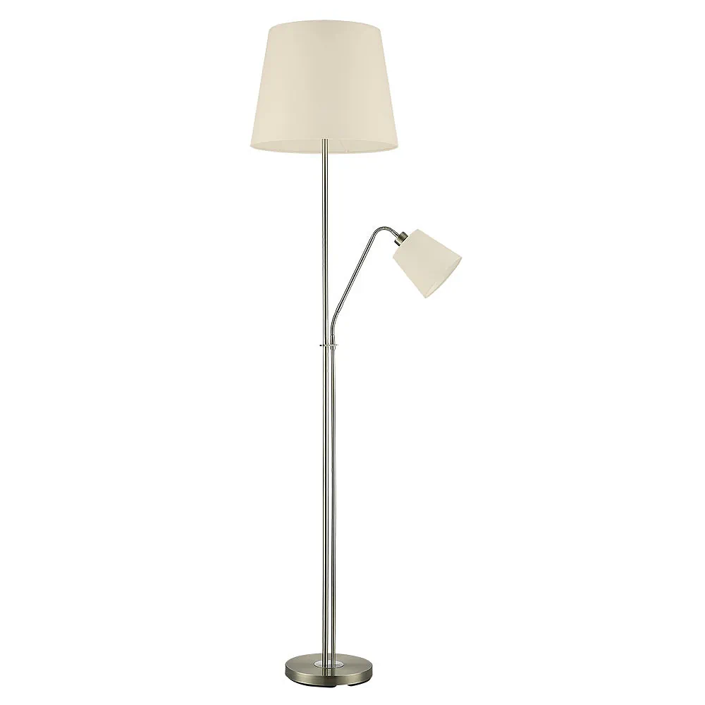 ARTURO, Lámpara de pie color cuero con pantalla beige
