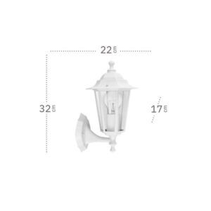 AURIGA, aplique exterior con brazo, dimensiones