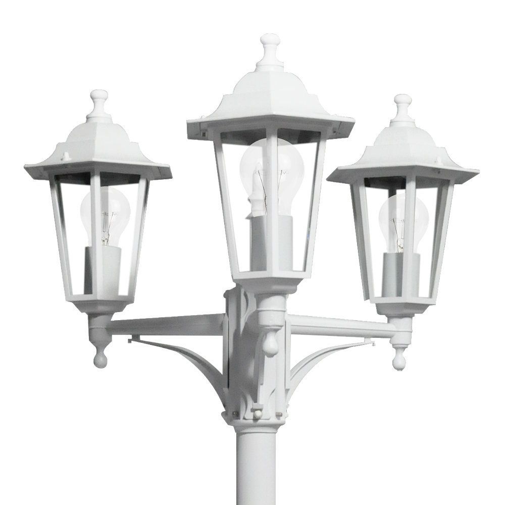 AURIGA, farola exterior aluminio, altura regulable, de 3 cabezas, color blanco, detalle