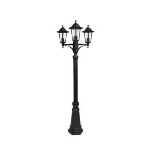 AURIGA, farola exterior aluminio, altura regulable, de 3 cabezas, color negro, recogida
