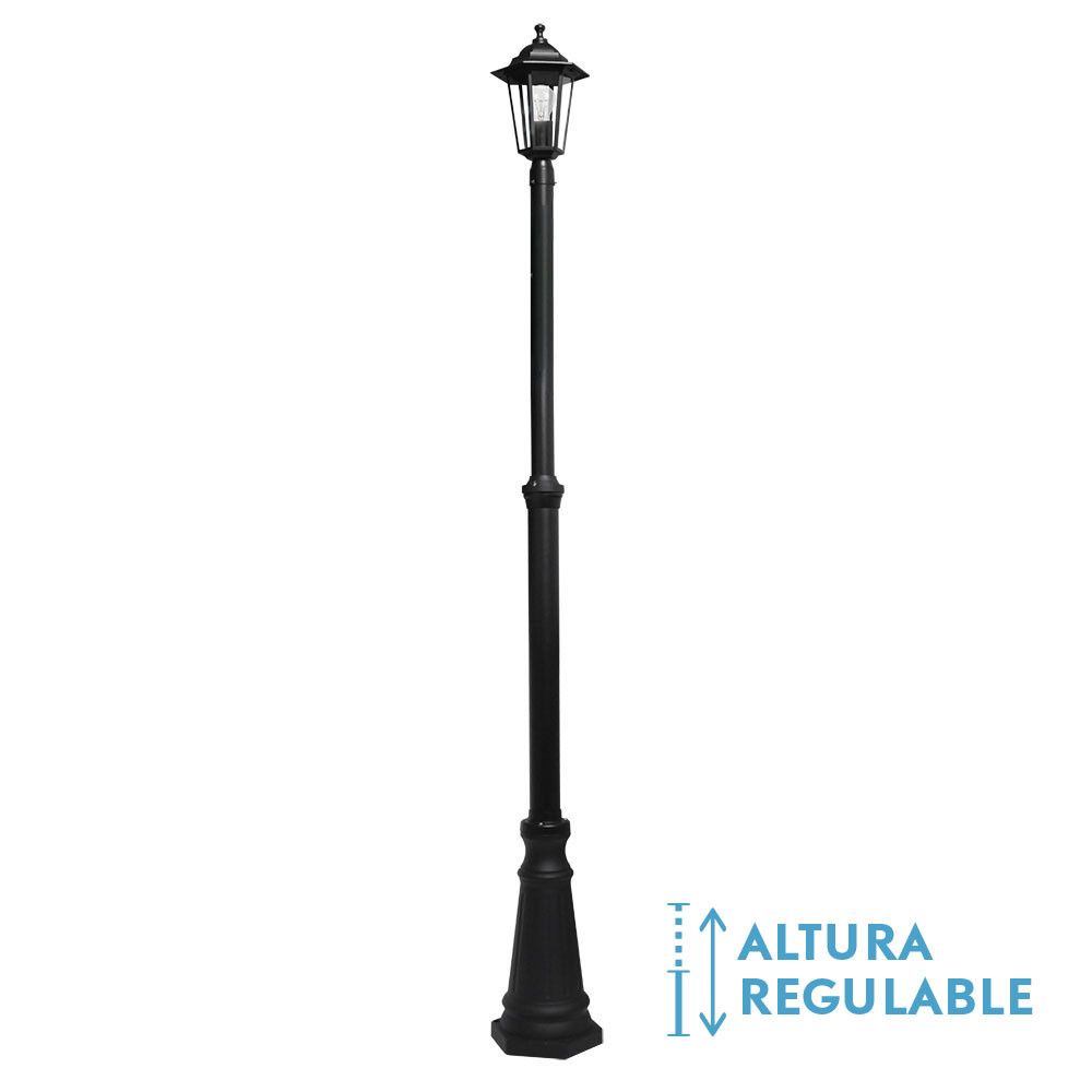 AURIGA, farola exterior aluminio, regulable en altura, color negro
