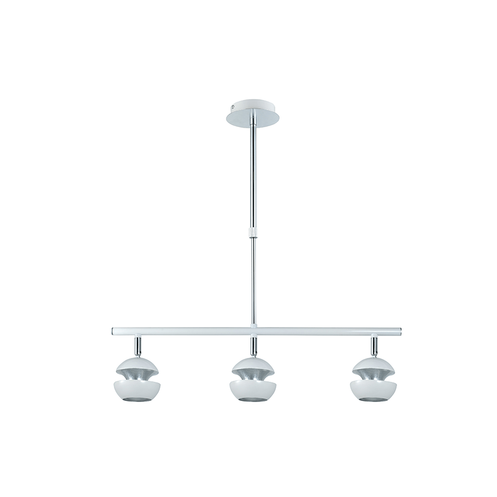 BEETHOVEN, Colgante 3 focos - Blanco/Plata