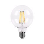 Lámpara tipo globo led de filamento, transparente, 80mm de diámetro