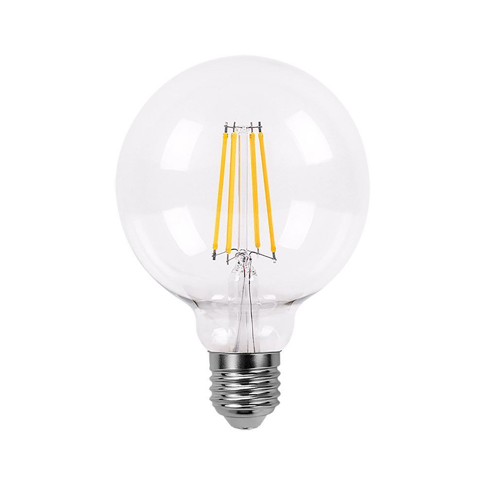 Lámpara tipo globo led de filamento, transparente, 95mm de diámetro