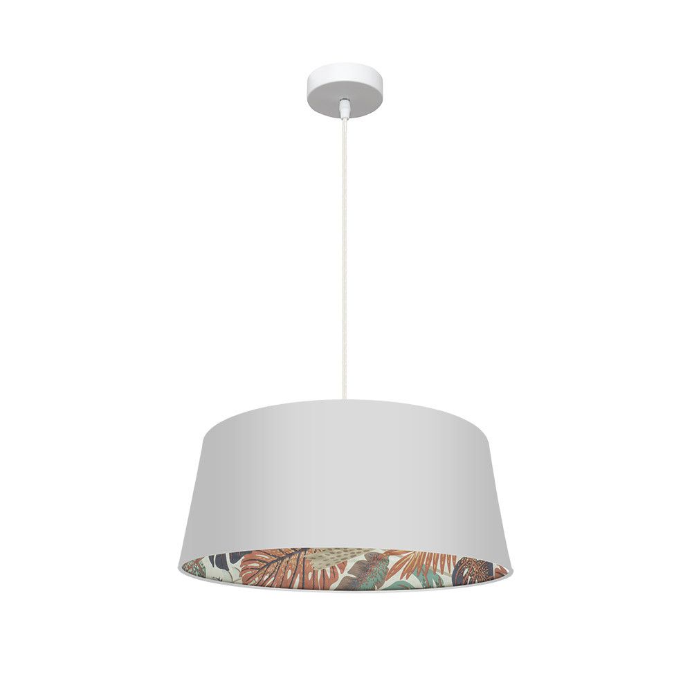 TUNEZ, Lámpara colgante de color blanco con interior estampado, diámetro 50 cm