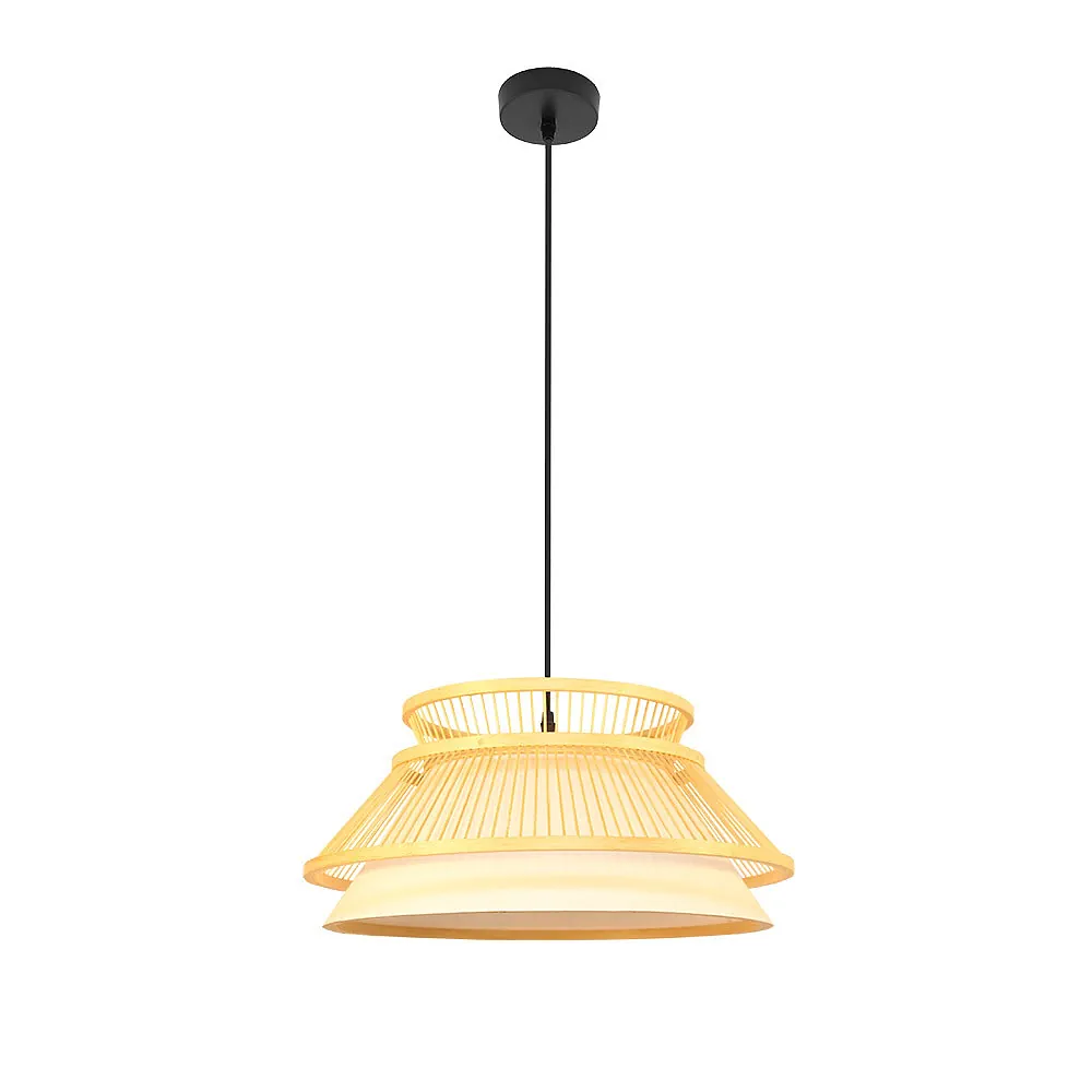 BERTINO, Colgante natural en bambú y pergamino, Ø46cm