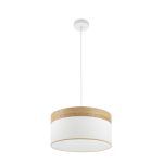 CLOE, Colgante de techo de Ø40 cm. Color Blanco/Madera clara