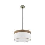 CLOE, Colgante de techo de Ø40 cm. Color Blanco/Madera oscura