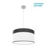 CLOE, Colgante de techo de Ø50 cm. Color Blanco/Madera negra