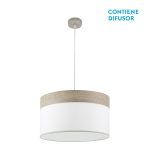 CLOE, Colgante de techo de Ø50 cm. Color Blanco/Madera gris