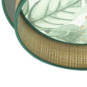 CONGO, lámpara colgante blanca con pantalla diseño color verde/natural, detalle