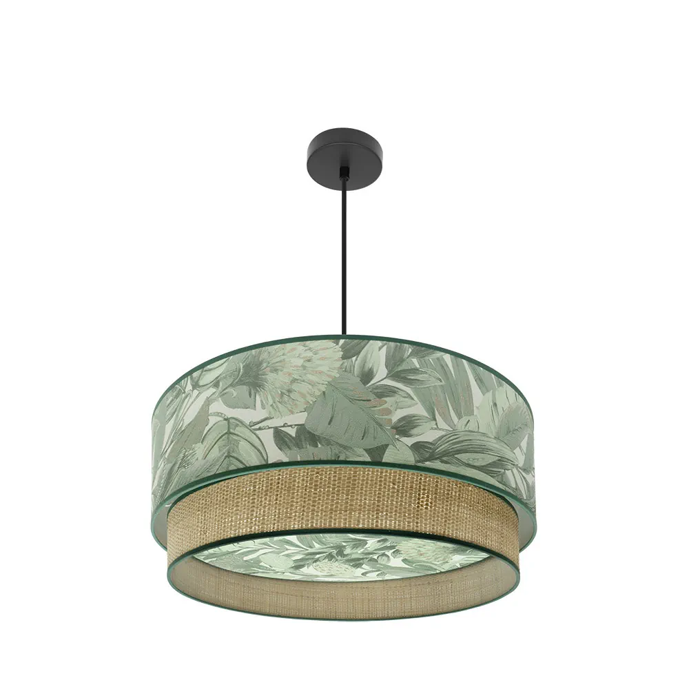 CONGO, Lámpara colgante negro/verde natural, 60 cm diámetro