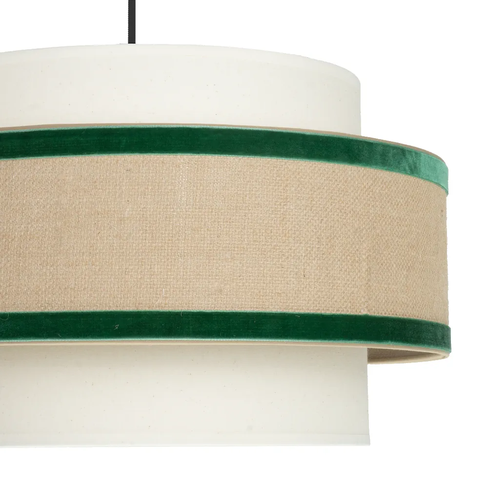 CORNALINA, Lámpara colgante color beige y verde, detalle