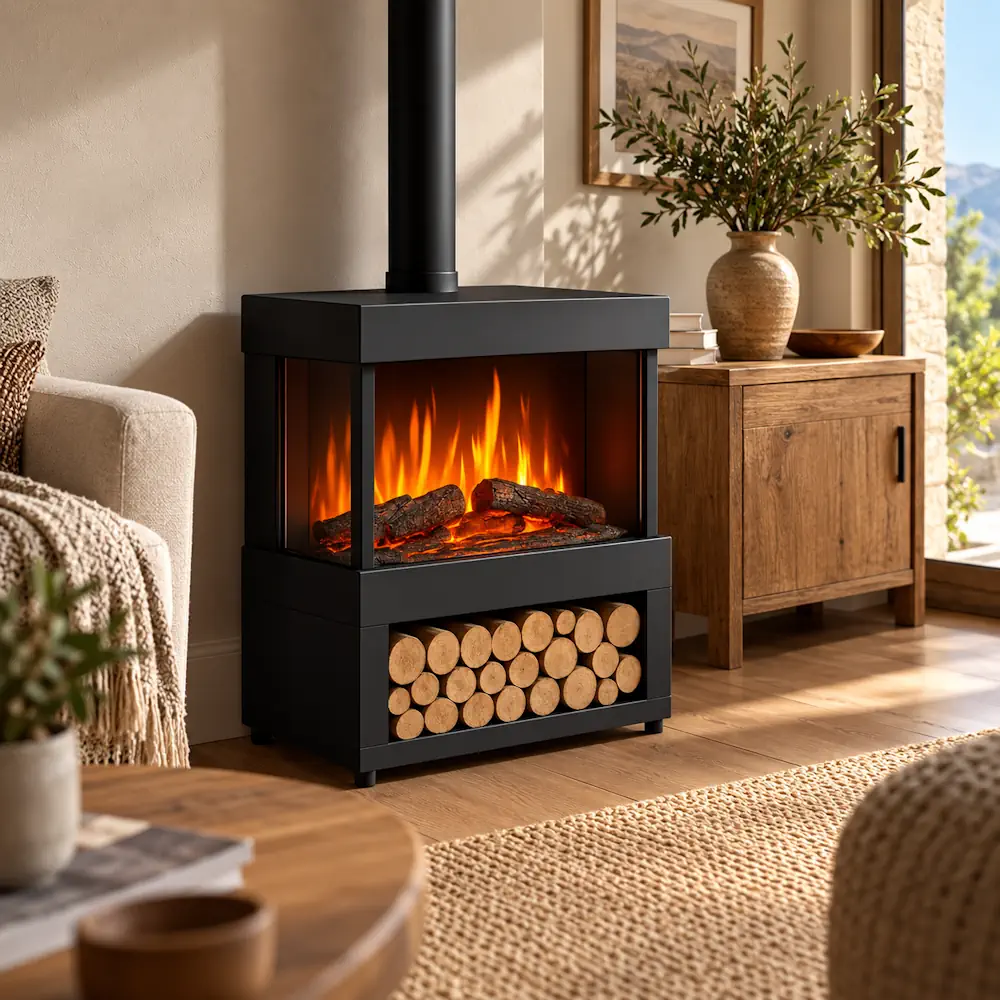COLUMBIA, Chimenea eléctrica, termoventilador cerámico, 1800W