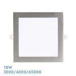 ABACO, Downlight LED Cuadrado 18W (22,5x22,5 cm), Níquel, Selector color de luz