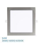 ABACO, Downlight LED Cuadrado 24W (22,5x22,5 cm), Níquel, Selector color de luz