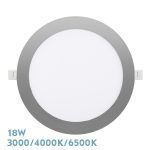 SILEX, Downlight LED Redondo 18W (Ø22,5 cm), Níquel, Selector color de luz